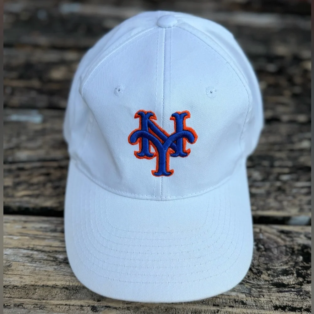 Vintage New York Mets MLB White Adjustable SnapBack Baseball Hat Cap T2
